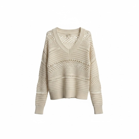Universal Thread Sweaters - Universal Thread Open Knit‎ V-Neck Sweater Women's L Crochet Boho Coastal Gypsy